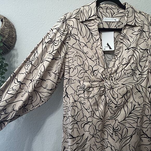 NEW Jonathan Simkhai Lee Linen Blend Midi Dress Painted Floral Size 10 Old Money - Picture 9 of 13